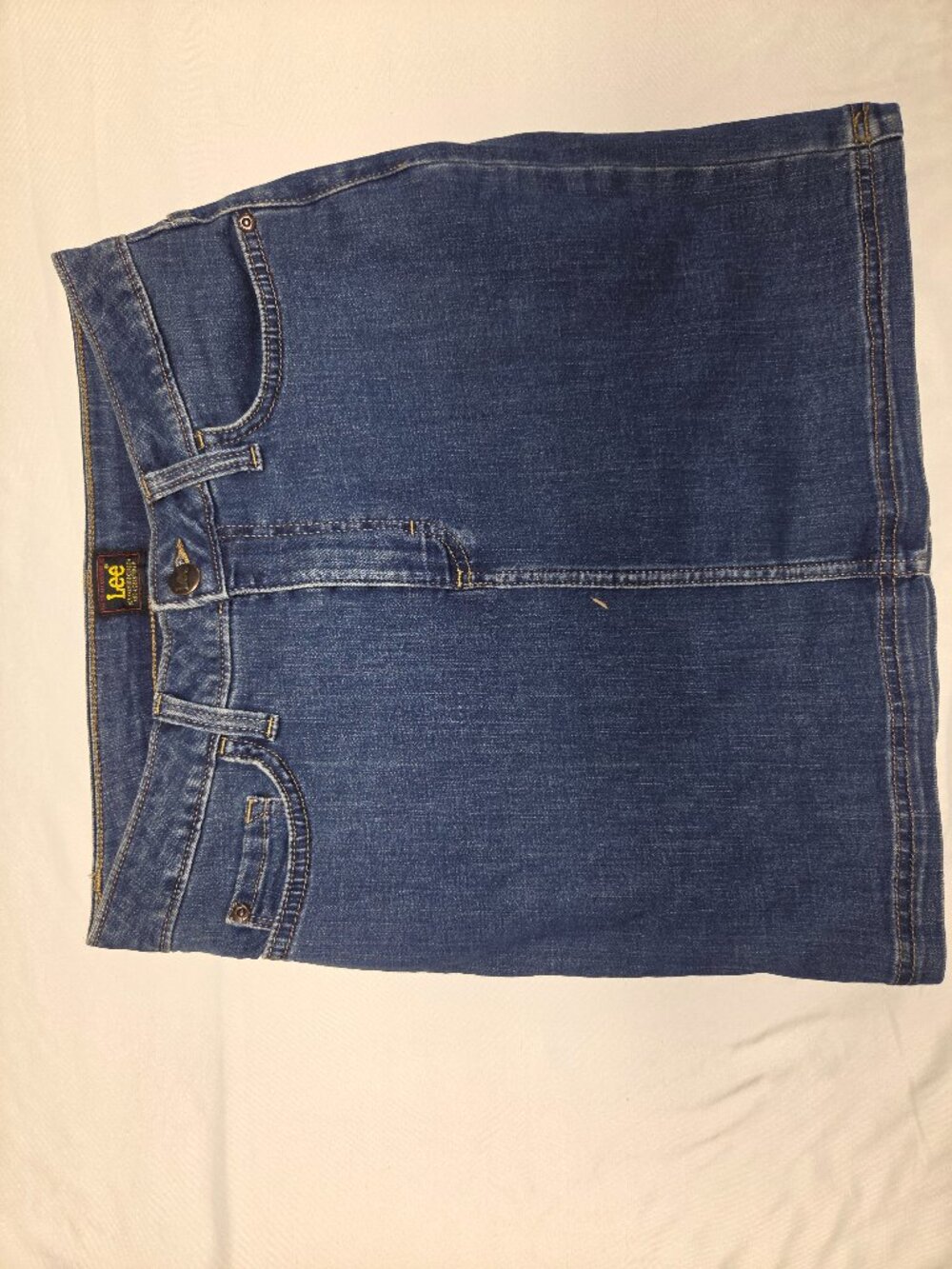 Lee Denim Mini Skirt Medium Wash Stretch Jean Skirt Size 6 Medium